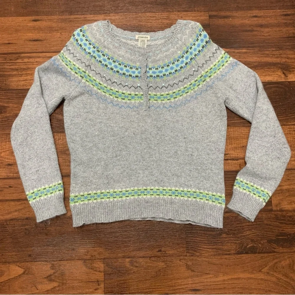 Vintage St. Johns Bay Angora Rabbit Hair Pullover Sweater Gray Women’s Size L